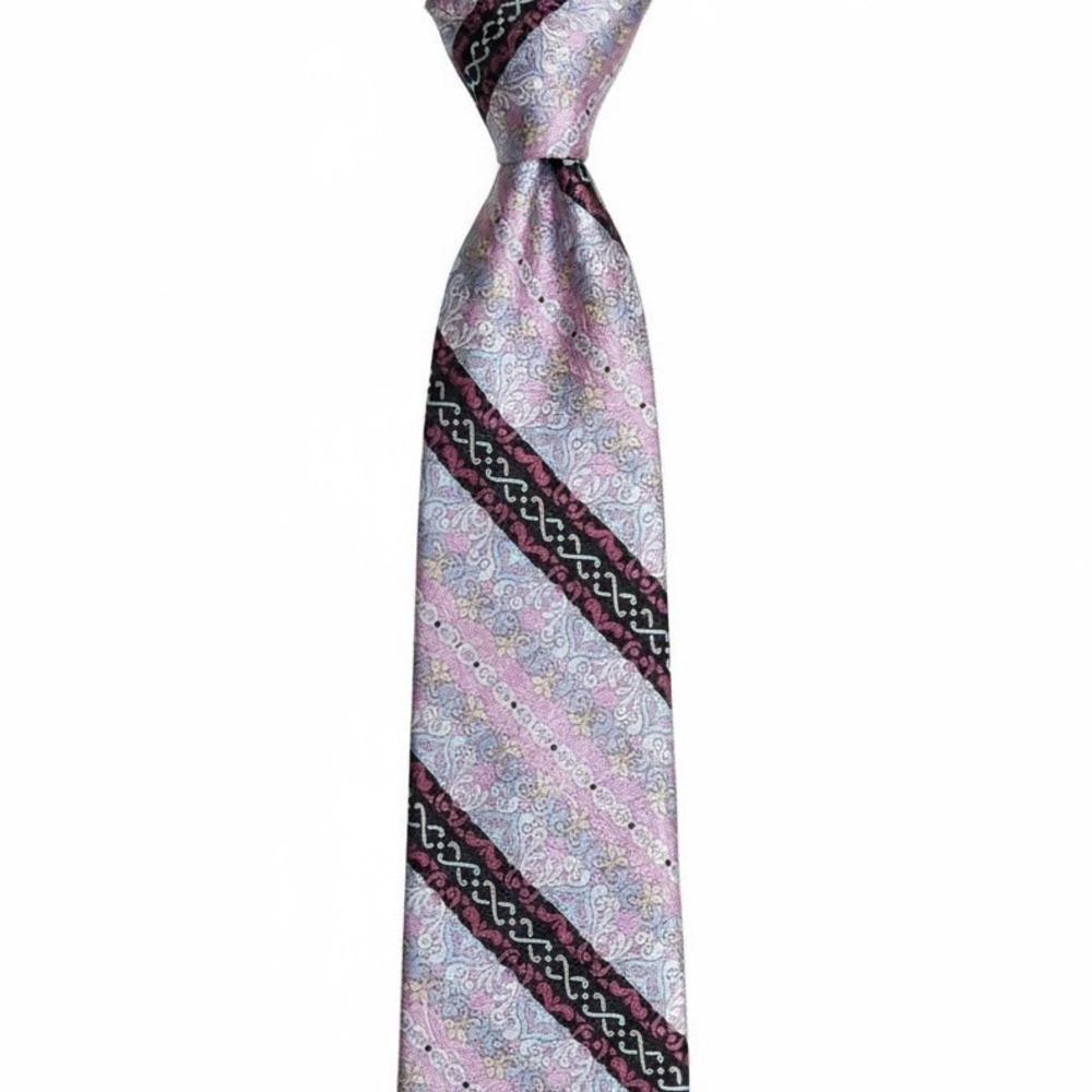 Nicole Miller Collection Silk Tie Men's Pink Patterned L: 60" W: 3.5"